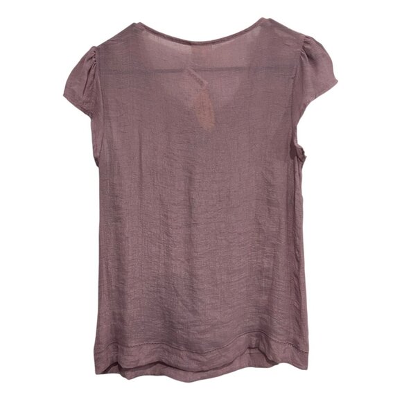 Adiva NWT Womens Mauve Short Sleeve Top Crochet Lace Detail Sz Medium - Picture 2 of 10